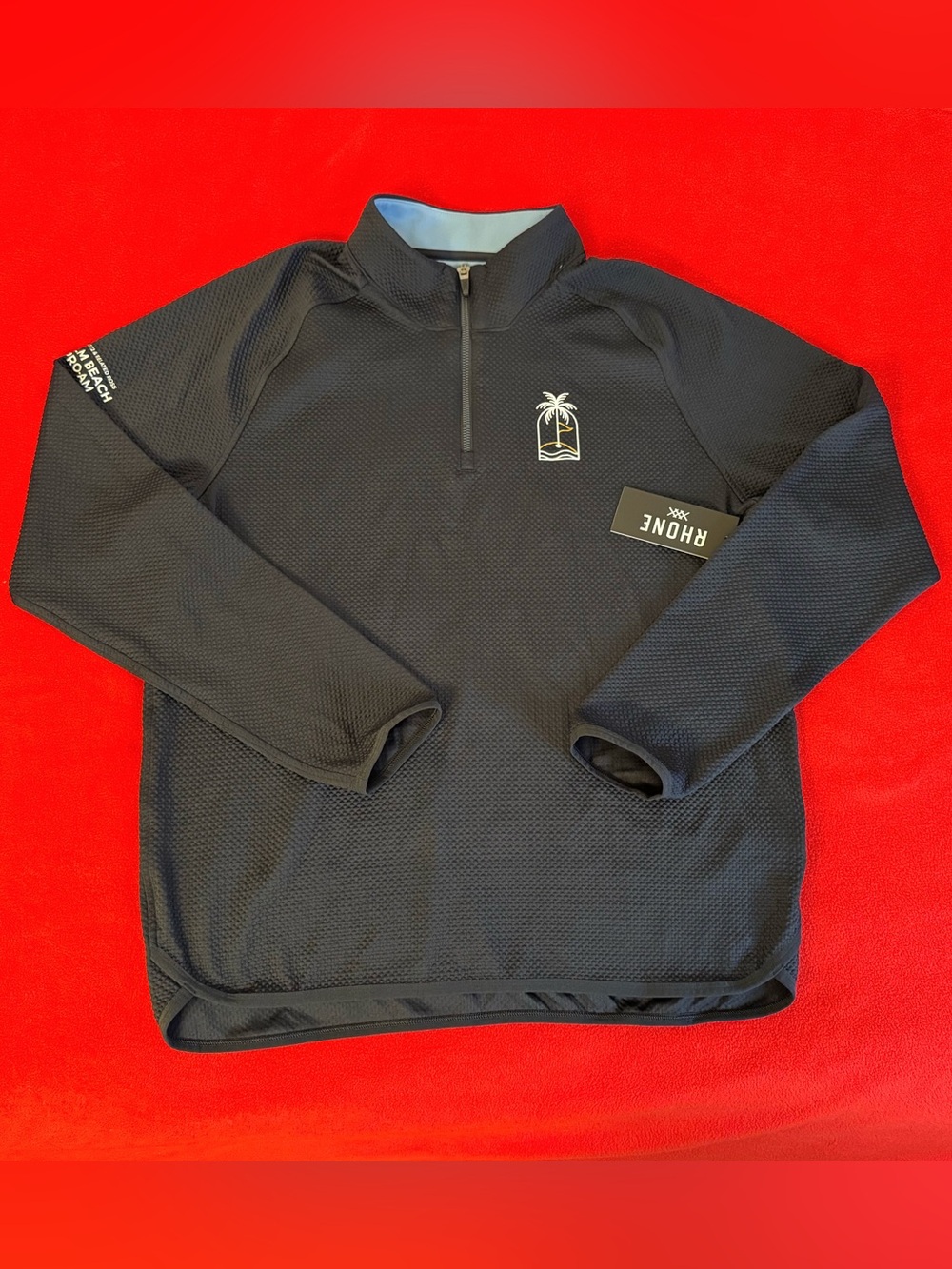 Rhone Pullover Founder's Golf 1/4 Zip Men M True Navy Textured Performance NWT
